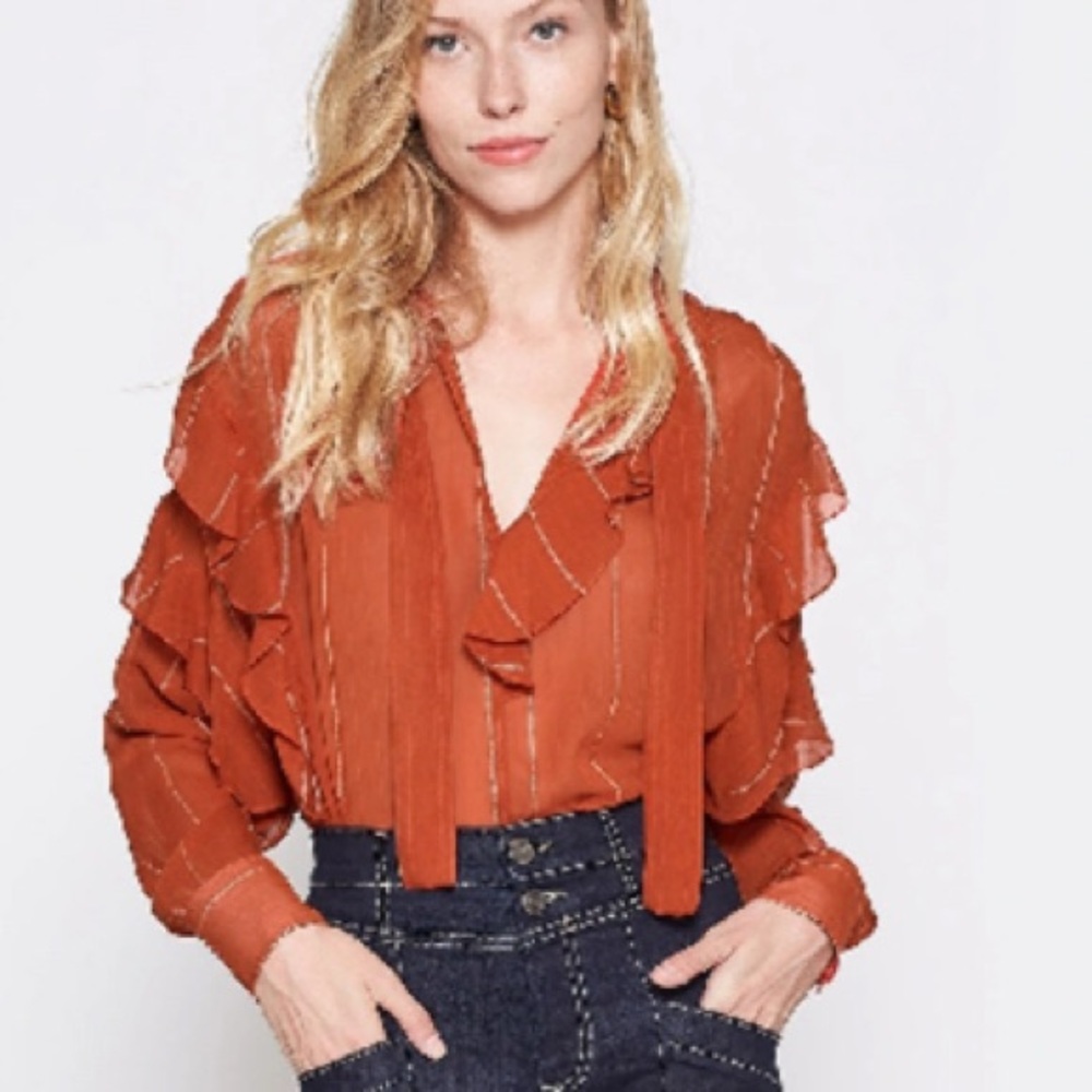 JOIE Lorea Ruffled Silk Blouse In Autumn